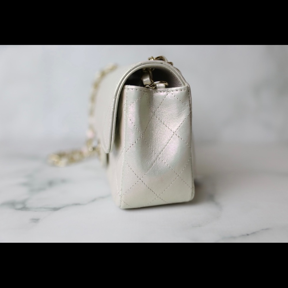 Chanel Ivory Iridescent Rectangular Mini Classic - Picture 3 of 7